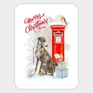 Greyhound Merry Christmas Santa Dog Sticker